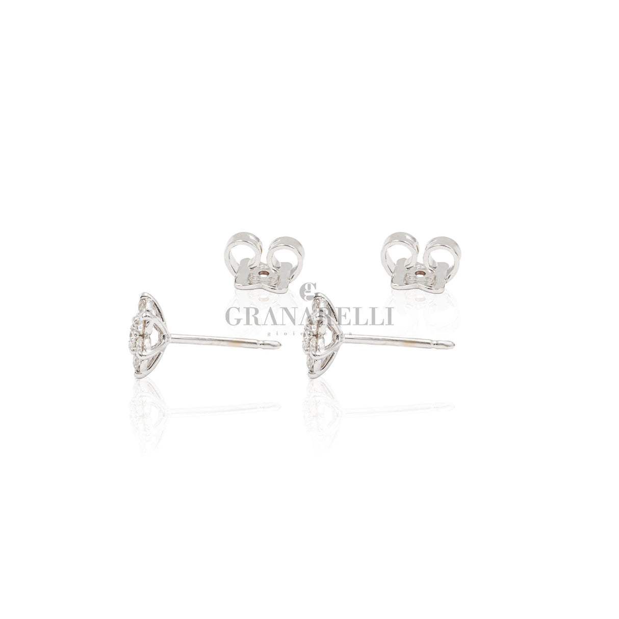 Orecchino a lobe Fiore 0.61kt in Oro Bianco-RECARLO-E09RO001/061-Gioielleria Granarelli