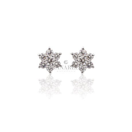 Orecchino a lobe Fiore 0.61kt in Oro Bianco-RECARLO-E09RO001/061-Gioielleria Granarelli
