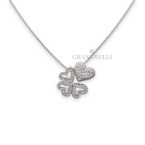 Girocollo Quadrifoglio Diamanti Bianchi-RECARLO-P01FA011/035-45-Gioielleria Granarelli