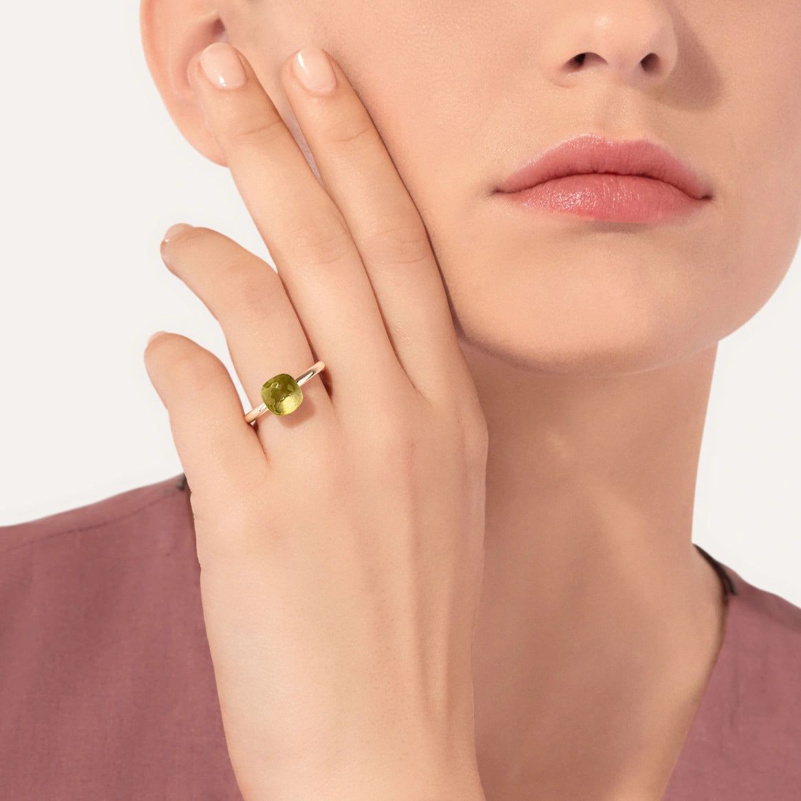 Anello Nudo Petit Oro Rosa e Quarzo Lemon-Anelli-POMELLATO-Gioielleria Granarelli