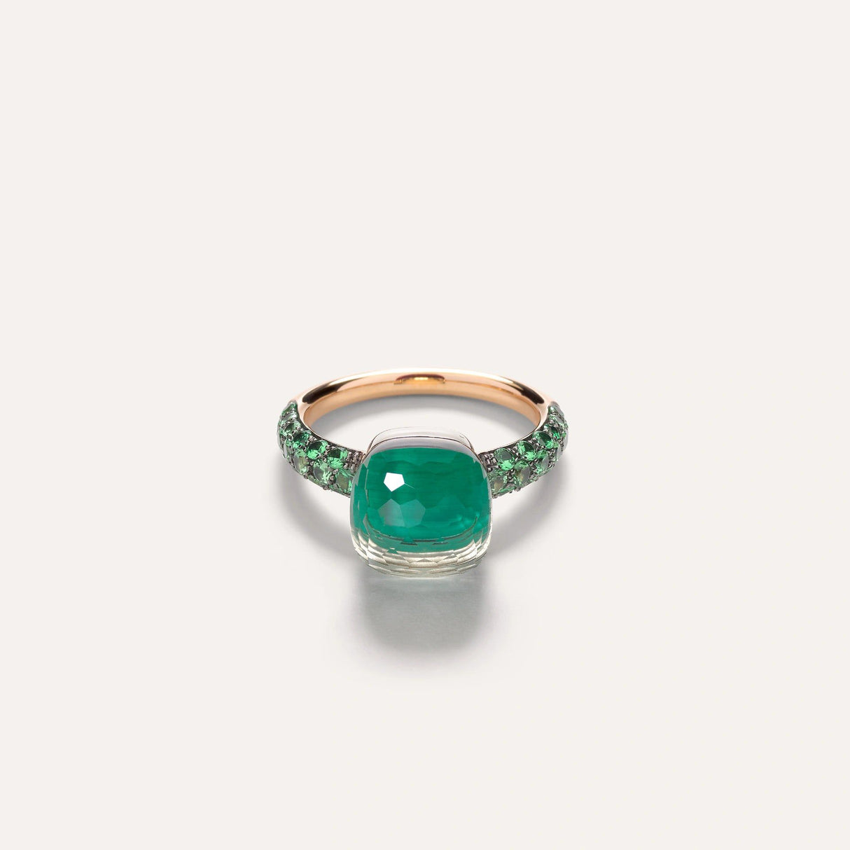 Anello Nudo Classic Oro Rosa Prasiolite, Malachite e Tzavoriti-Anelli-POMELLATO-Gioielleria Granarelli