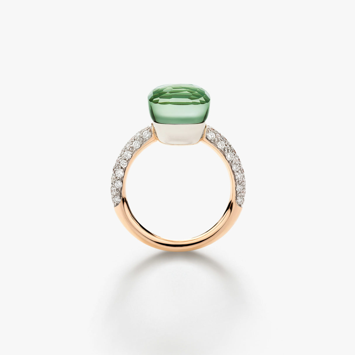 Anello Nudo Classic Oro Rosa, Prasiolite, Agata Verde e Diamanti