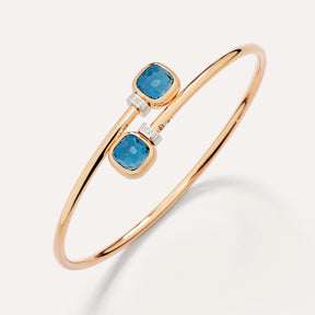 Bracciale Bangle Nudo in Oro Rosa con Topazio Blu London e Diamanti-Bracciali-POMELLATO-Gioielleria Granarelli
