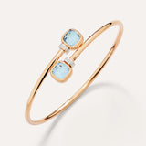 Bracciale Bangle Nudo Mini Oro Rosa, Topazi Azzurri e Diamanti-Bracciali-POMELLATO-Gioielleria Granarelli