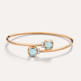 Bracciale Bangle Nudo Mini Oro Rosa, Topazi Azzurri e Diamanti-Bracciali-POMELLATO-Gioielleria Granarelli