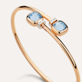 Bracciale Bangle Nudo Mini Oro Rosa, Topazi Azzurri e Diamanti-Bracciali-POMELLATO-Gioielleria Granarelli
