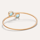 Bracciale Bangle Nudo Mini Oro Rosa, Topazi Azzurri e Diamanti-Bracciali-POMELLATO-Gioielleria Granarelli