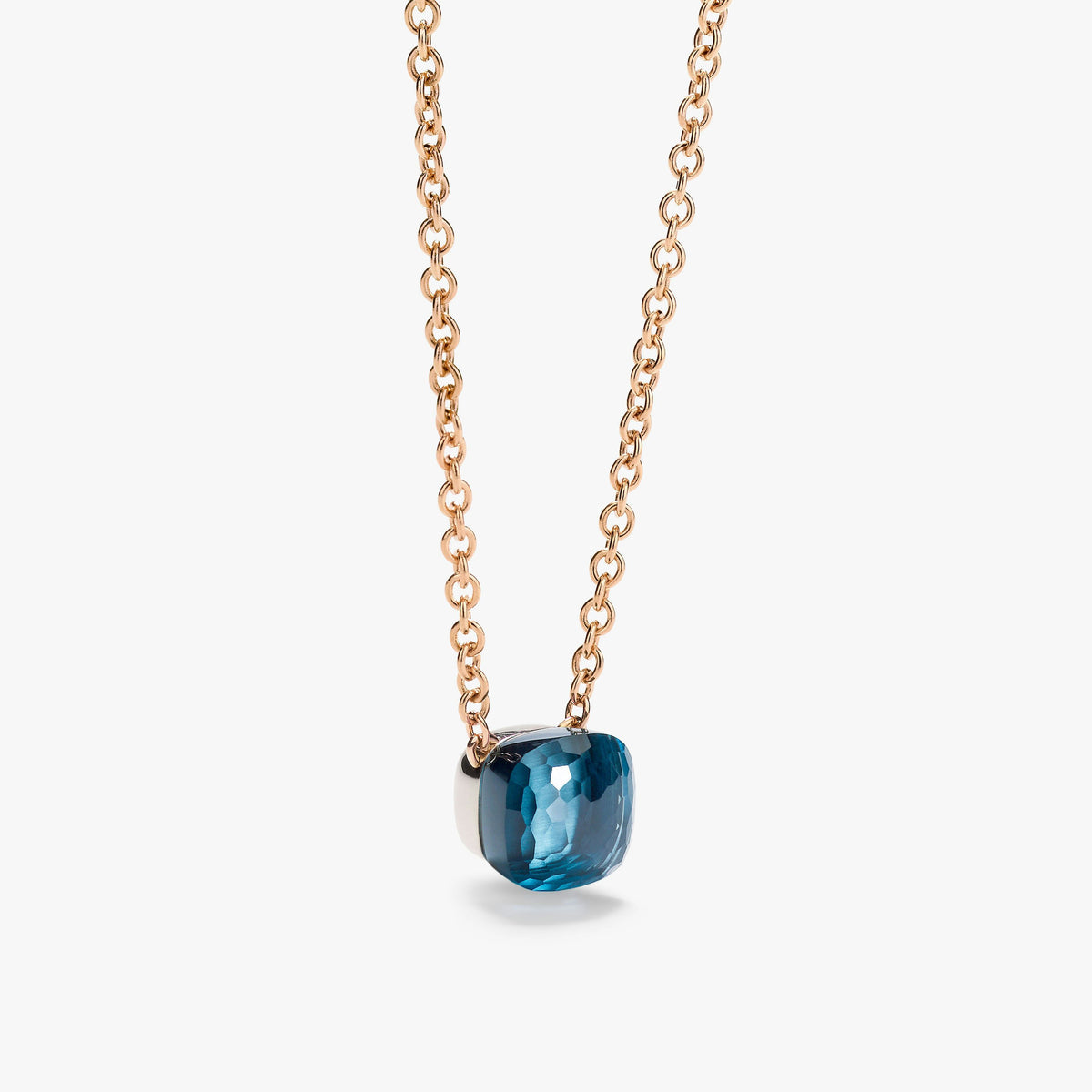 Girocollo Nudo Petit Oro Rosa e Topazio Blu London