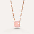 Collana Pendente Nudo in Oro Rosa, Quarzo Rosa e Calcedonio-Girocolli-POMELLATO-Gioielleria Granarelli