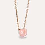 Collana Pendente Nudo in Oro Rosa, Quarzo Rosa e Calcedonio-Girocolli-POMELLATO-Gioielleria Granarelli