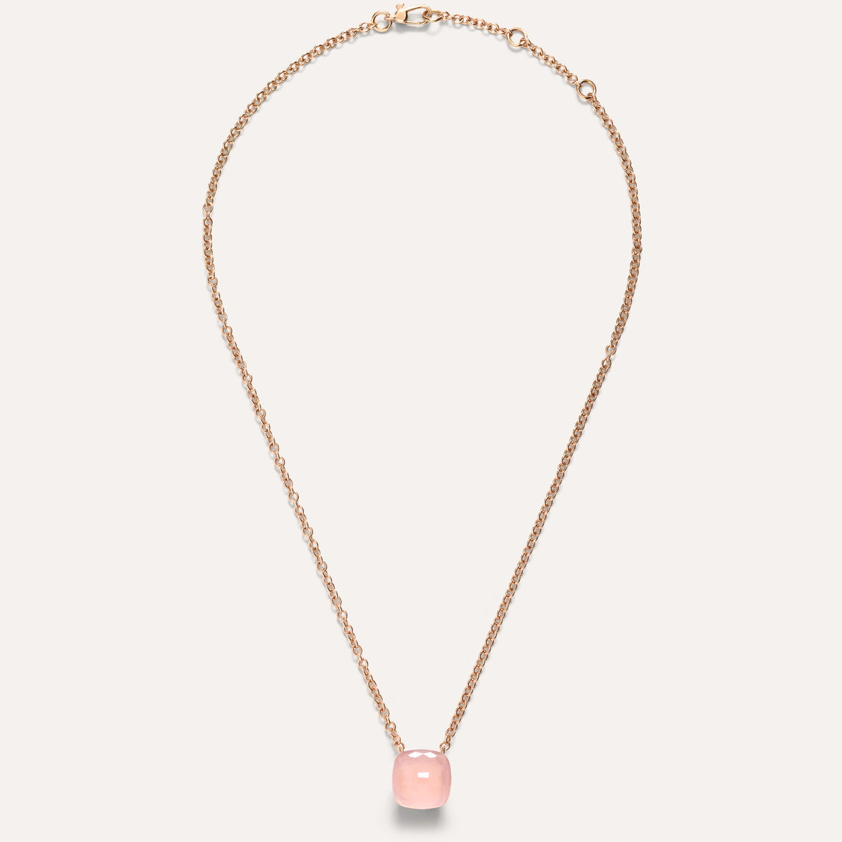Collana Pendente Nudo in Oro Rosa, Quarzo Rosa e Calcedonio-Girocolli-POMELLATO-Gioielleria Granarelli