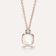 Collana Pendente Nudo in Oro Rosa, Topazio Bianco, Madreperla e Diamanti-Girocolli-POMELLATO-Gioielleria Granarelli