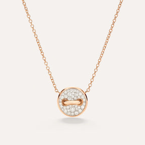 Collana Pom Pom Dot Oro Rosa, Pavé di Diamanti e Madreperla-Girocolli-POMELLATO-Gioielleria Granarelli