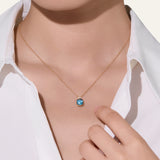 Collana Pendente Nudo Mini in Oro Rosa con Topazio Blu London e Diamanti-Girocolli-POMELLATO-Gioielleria Granarelli