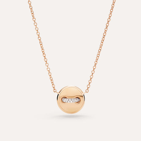 Collana Pendente Pom Pom Dot Oro Rosa, Turchese e Diamanti-Girocolli-POMELLATO-Gioielleria Granarelli