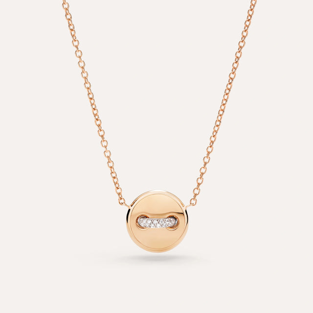 Collana Pendente Pom Pom Dot Oro Rosa, Turchese e Diamanti-Girocolli-POMELLATO-Gioielleria Granarelli