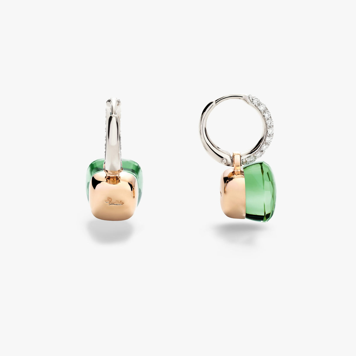 Orecchini Nudo Classic Oro Rosa, Prasiolite, Agata Verde e Diamanti