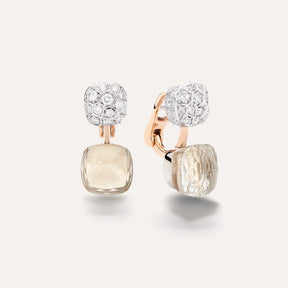 Orecchini Nudo in Oro Rosa e Bianco con Topazi Bianchi e Diamanti-Orecchini-POMELLATO-Gioielleria Granarelli