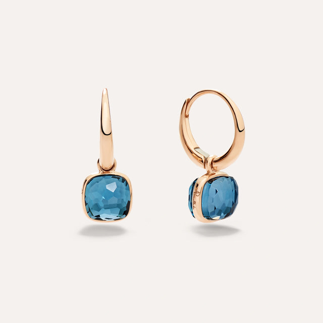 Orecchini Nudo Mini in Oro Rosa e Topazi Blu London-Orecchini-POMELLATO-Gioielleria Granarelli