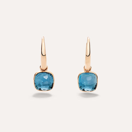 Orecchini Nudo Mini in Oro Rosa e Topazi Blu London-Orecchini-POMELLATO-Gioielleria Granarelli