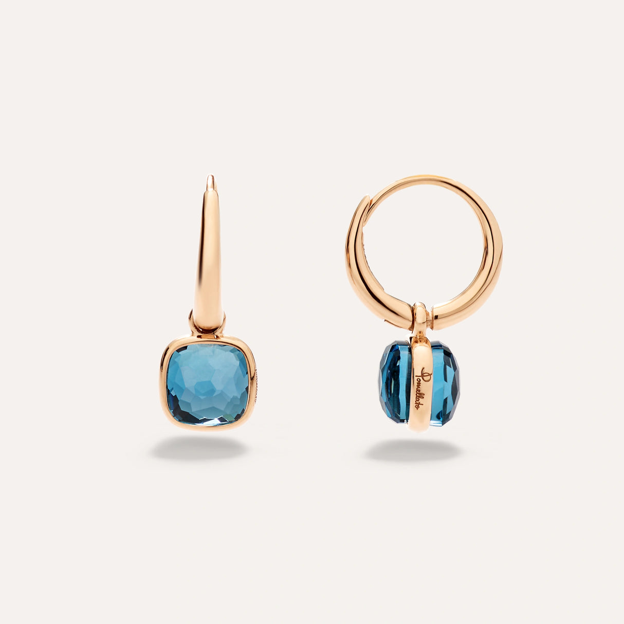 Orecchini Nudo Mini in Oro Rosa e Topazi Blu London-Orecchini-POMELLATO-Gioielleria Granarelli