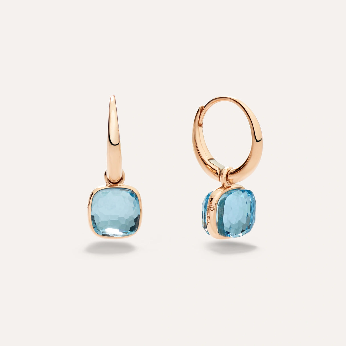 Orecchini Nudo Mini in Oro Rosa e Topazi Azzurri-Orecchini-POMELLATO-Gioielleria Granarelli