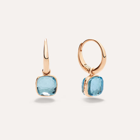Orecchini Nudo Mini in Oro Rosa e Topazi Azzurri-Orecchini-POMELLATO-Gioielleria Granarelli