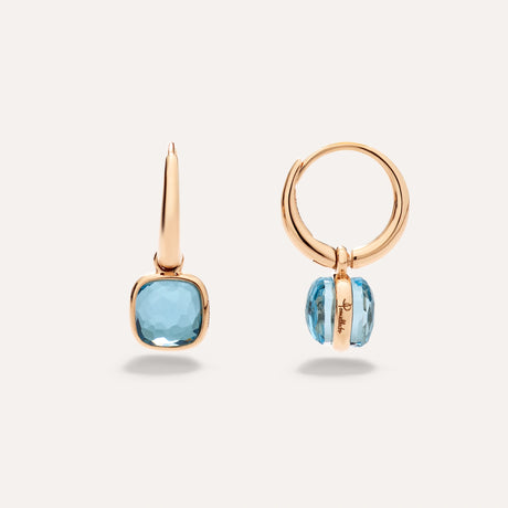 Orecchini Nudo Mini in Oro Rosa e Topazi Azzurri-Orecchini-POMELLATO-Gioielleria Granarelli