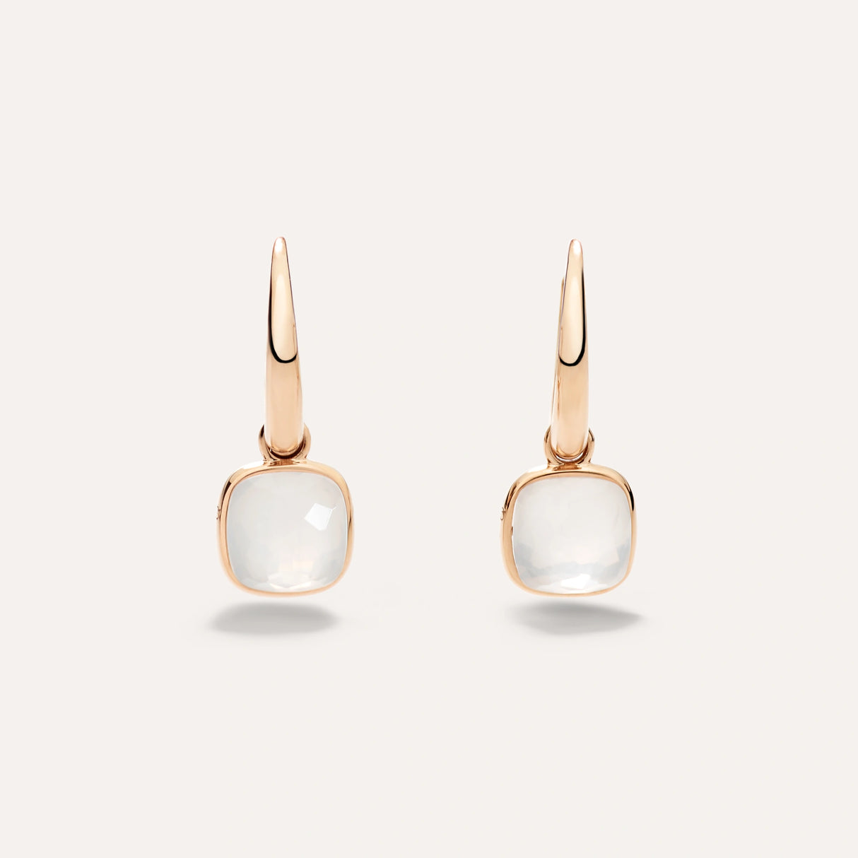 Orecchini Nudo Mini in Oro Rosa e Quarzo Milky