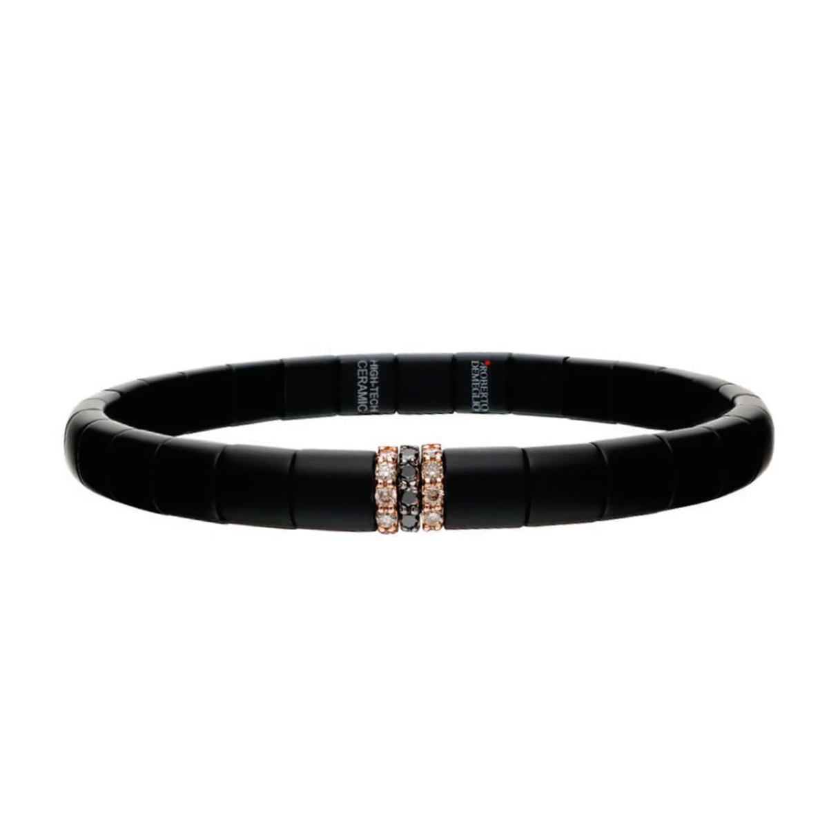 Bracciale Piccolo Ceramica 3 Barrette Diamanti Brown e Neri