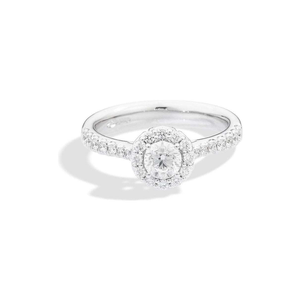 Anello Solitario con contorno di diamanti 0.26