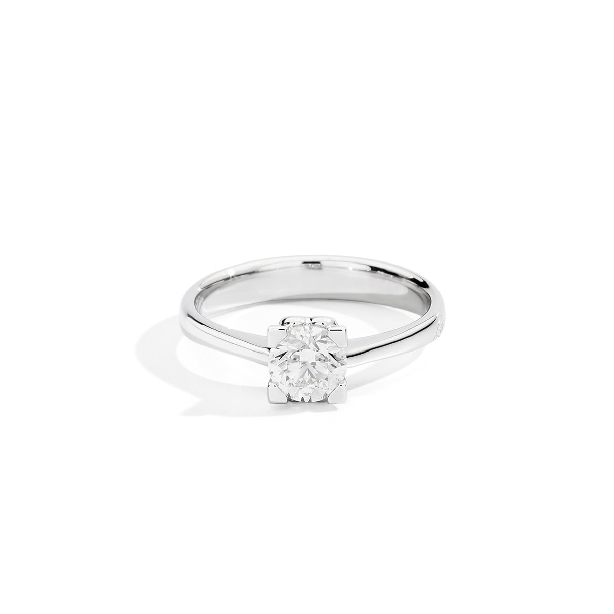 Anello Anniversary Square Solitario in Oro Bianco e Diamante