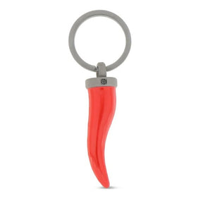 Portachiavi in Titanio Cornetto Rosso Diamante Nero-Accessori-MANO-Gioielleria Granarelli