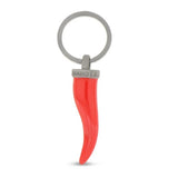 Portachiavi in Titanio Cornetto Rosso Diamante Nero-Accessori-MANO-Gioielleria Granarelli
