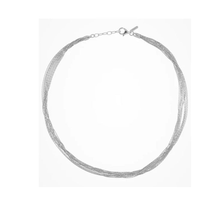 Collana in argento multifila intrecciata