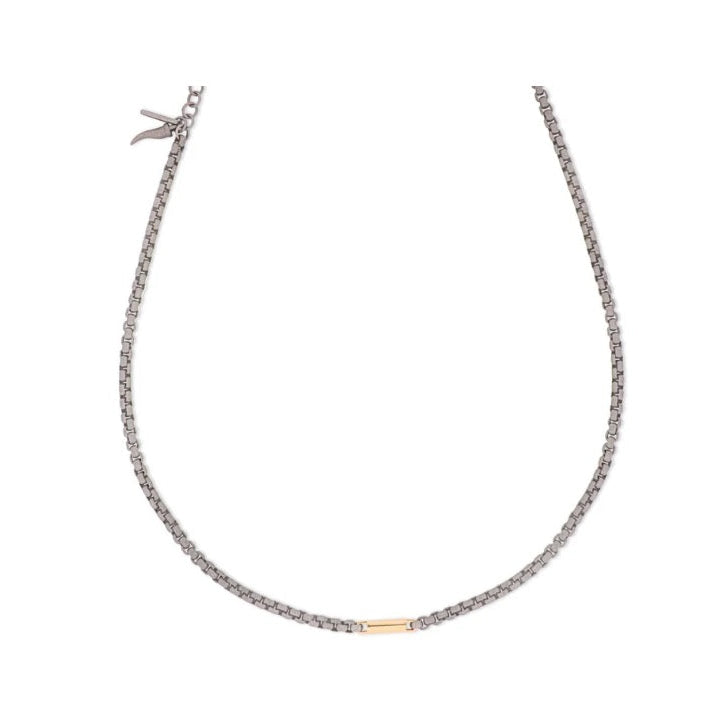 COLLANA CATENINA SCOOBY DOO IN TITANIO CON TARGHETTA ORO ROSA 9KT