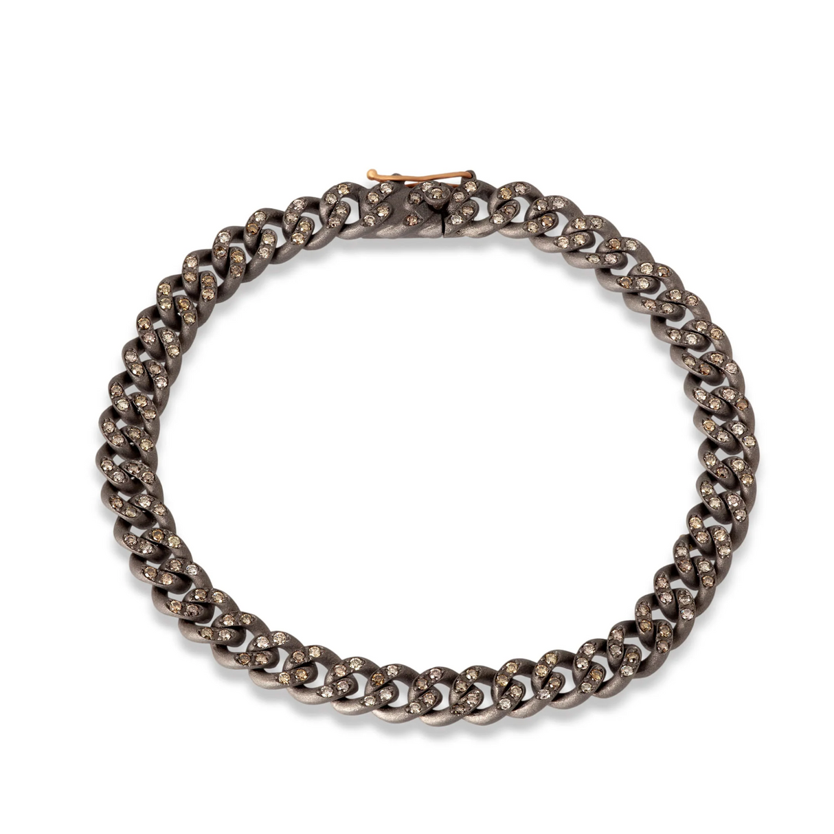 Bracciale Groumette Snodato Titanio Diamanti Brown Oro Rosso 18kt