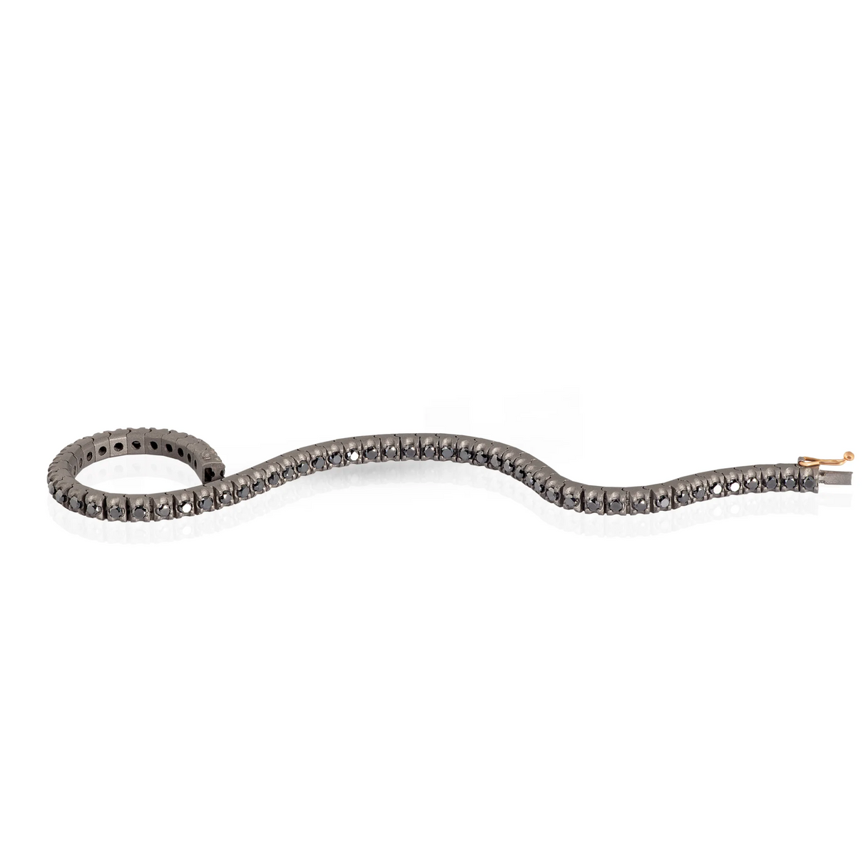 Bracciale Tennis Titanio e Diamanti Neri 3 Punti