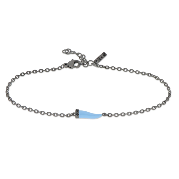 BRACCIALE CON CORNETTO MINI SMALTATO AZZURRO E DIAMANTI BLACK