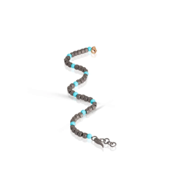 BRACCIALE UOMO IN TITANIO, TURCHESE E ORO ROSA 9KT