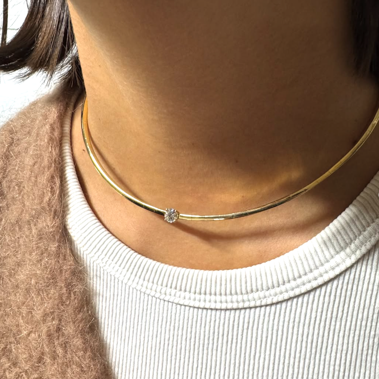 Girocollo rigido Oro Giallo e Diamanti