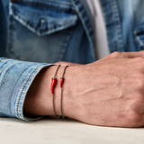 Red Cornetto Titanium Bracelet with Black Diamonds