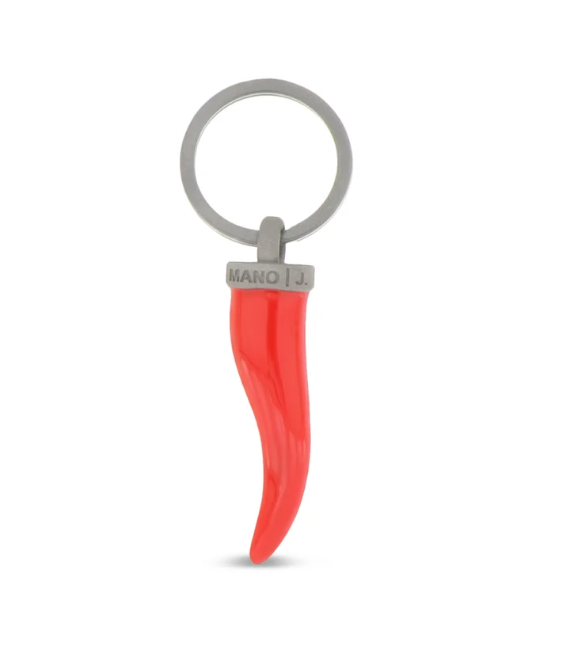 Portachiavi in Titanio Cornetto Rosso Diamante Nero