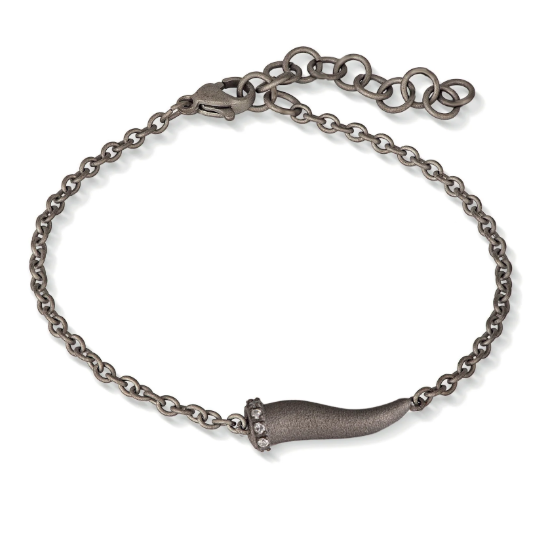 BRACCIALE CHARMS CON CORNETTO IN TITANIO, 5 WHITE E CATENA