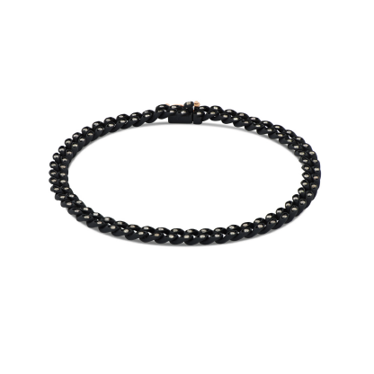 BRACCIALE GROUMETTE TITANIO NERO 2 PT MAGLIA DIAMANTI BROWN E ORO 18 KT