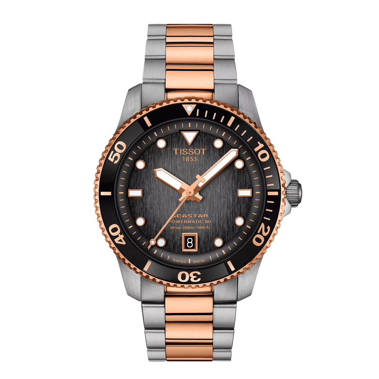 Seastar 1000 Powermatic 80 40mm Acciaio e PVD Oro Rosa-Orologi-TISSOT-Gioielleria Granarelli