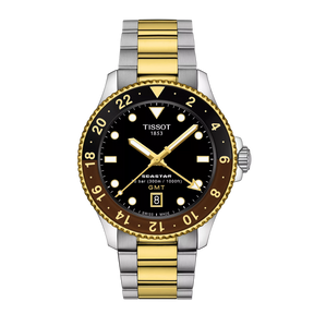 Seastar 1000 Quarzo GMT Nero Acciaio Bicolore 40mm-Orologi-TISSOT-Gioielleria Granarelli