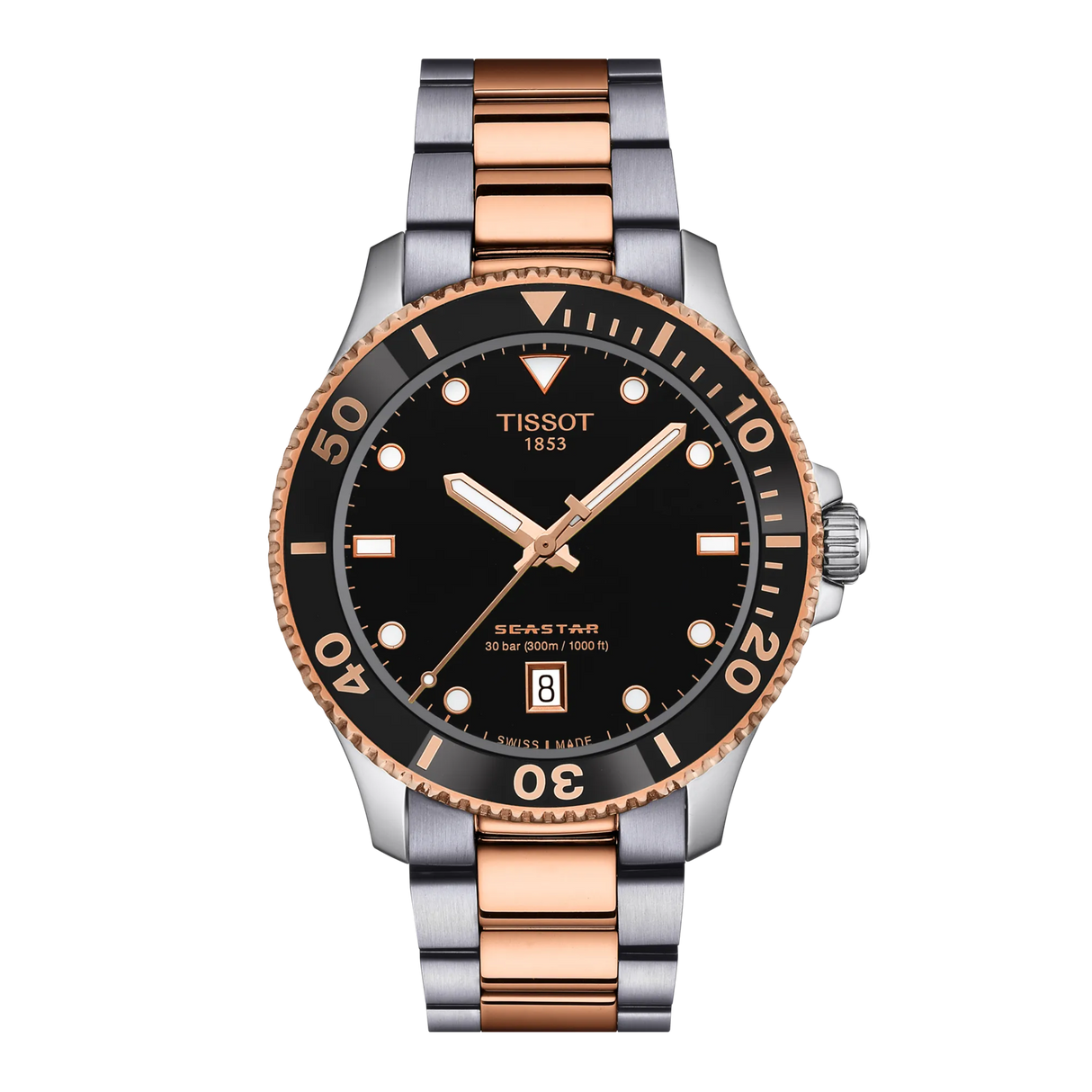 Seastar 1000 Quarzo 40mm Nero Acciaio Bicolore