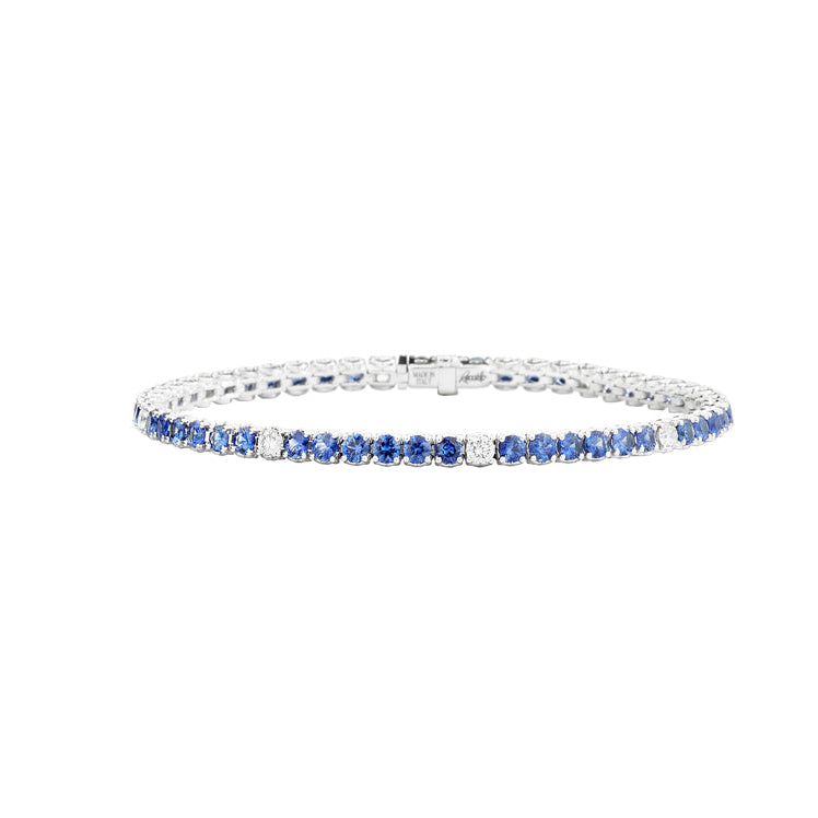 Bracciale tennis Zaffiri Blu e Diamanti Oro Bianco