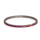 Bracciale Tennis Elastico in Titanio Oro Rosa e Rubini da 3 Punti